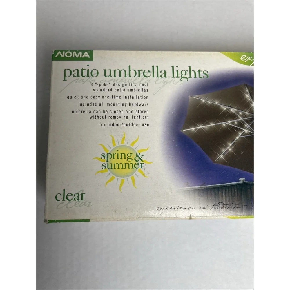NOMA Expressions Patio Umbrella Clear Lights 8 Spoke Design